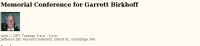 Memorial Conference for Garett Birkhoff